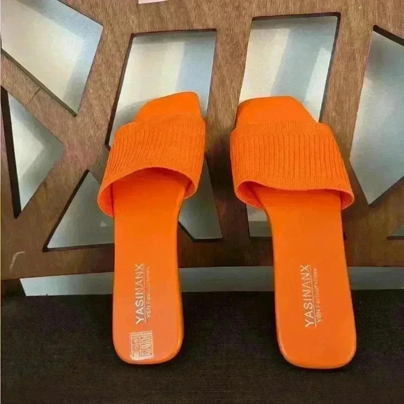 Yasinanx fashion shoes Shoes - OYOANGLE  Single Band Square Open Toe Slide Sandals Summer Slip on Flat Sandals